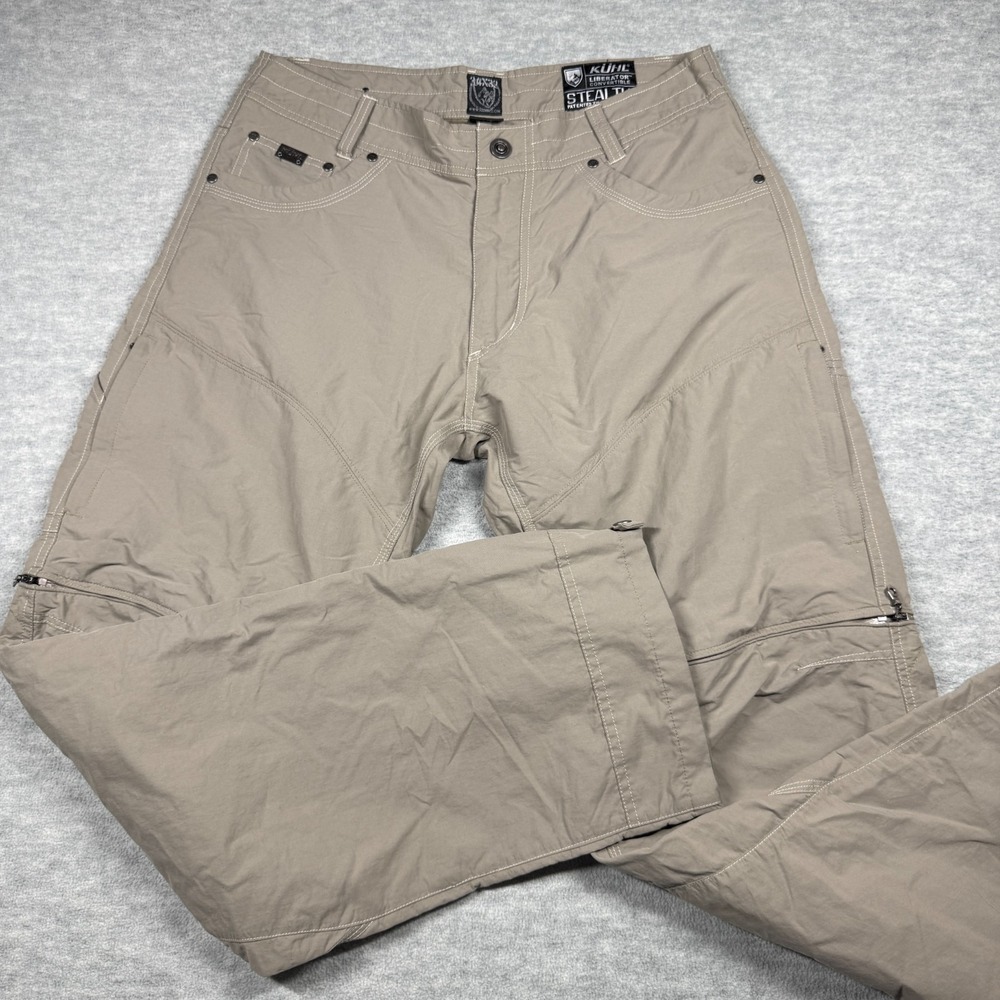 Kuhl Mens 34x32 Khaki Tan Liberator Stealth Convertible Zip Off Hiking Pants